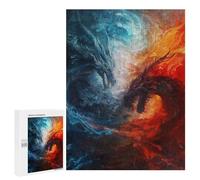 Jigsaws for Adults500 PCS Fire Vs. Ice Dragons Artwork Jigsaw Puzzles for Adults Staycation Kill Time Help The Brain Exercise Family Fun & Game Night 500 PCS