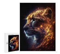 Jigsaws for Adults500 PCS Flaming Cheetah Portrait Jigsaw for Adults Toy Wall Decor Presents for Women Help The Brain Exercise 500 PCS