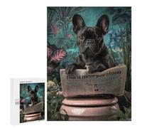 Jigsaws for Adults500 PCS French Bulldog Reading Newspaper -3 Jigsaw Puzzles for Adults Staycation Kill Time Help The Brain Exercise Family Fun & Game Night 500 PCS