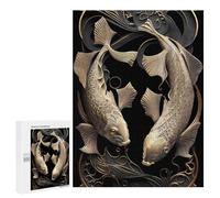 Jigsaws for Adults500 PCS Golden Couple Koi Fish Jigsaw Puzzle Brain Teaser Game Analysis And Logic Deal As Gifts for The Whole Family 500 PCS