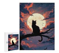 Jigsaws for Adults500 PCS Halloween Cat Moon Night Jigsaw Puzzles for Adults Staycation Kill Time Help The Brain Exercise Family Fun & Game Night 500 PCS