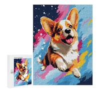 Jigsaws for Adults500 PCS Happy Corgi Painting Jigsaw Puzzles for Adults Staycation Kill Time Help The Brain Exercise Family Fun & Game Night 500 PCS