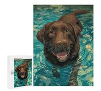 Jigsaws for Adults500 PCS Happy Labrador Swimming Jigsaw Puzzle Brain Teaser Game Analysis And Logic Deal As Gifts for The Whole Family 500 PCS