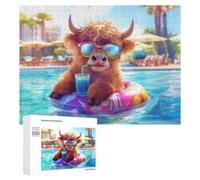 Jigsaws for Adults500 PCS Highland Cow Poolside Teenagers Puzzles Hands-on Game Presents for Women Unique Birthday And Gifts 500 PCS