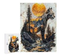 Jigsaws for Adults500 PCS Lynx Mountain Sunset Jigsaw for Adults Toy Wall Decor Presents for Women Help The Brain Exercise 500 PCS