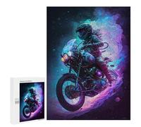 Jigsaws for Adults500 PCS Motorcycle Rider in Neon Dreamscape Jigsaws for Adults Brain Teaser Game Analysis And Logic Stress Reduction Gifts 500 PCS