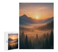 Jigsaws for Adults500 PCS Mountain Sunrise with Foggy Forest Jigsaw Puzzle Brain Teaser Game Analysis And Logic Deal As Gifts for The Whole Family 500 PCS
