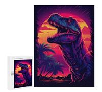 Jigsaws for Adults500 PCS Neon Dinosaur Sunset Artwork Jigsaw for Adults Toy Wall Decor Presents for Women Help The Brain Exercise 500 PCS