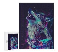 Jigsaws for Adults500 PCS Neon Glitch Wolf Jigsaw for Adults Toy Wall Decor Presents for Women Help The Brain Exercise 500 PCS