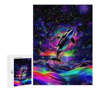 Jigsaws for Adults500 PCS Neon Orca Ocean Art Print Jigsaw Puzzles for Adults Staycation Kill Time Help The Brain Exercise Family Fun & Game Night 500 PCS