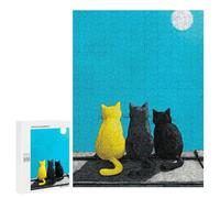 Jigsaws for Adults500 PCS Nightly Trio Cats Under The Moon Jigsaw Puzzles for Adults For Family Fun Challenging To Complete Learning Educational Toys 500 PCS