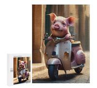 Jigsaws for Adults500 PCS Piglet Riding Scooter Jigsaw for Adults Toy Wall Decor Presents for Women Help The Brain Exercise 500 PCS