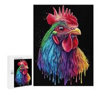 Jigsaws for Adults500 PCS Pop Art Rainbow Rhode Island Red Rooster Jigsaw for Adults Toy Wall Decor Presents for Women Help The Brain Exercise 500 PCS
