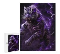 Jigsaws for Adults500 PCS Purple Tiger Lightning Energy Art Print Jigsaws for Adults Brain Teaser Game Analysis And Logic Stress Reduction Gifts 500 PCS