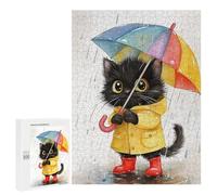 Jigsaws for Adults500 PCS Rainy Day Kitten with Umbrella-2 Jigsaw Puzzles for Adults Staycation Kill Time Help The Brain Exercise Family Fun & Game Night 500 PCS