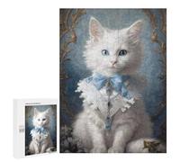 Jigsaws for Adults500 PCS Regal White Cat Portrait -2 Jigsaw for Adults Toy Wall Decor Presents for Women Help The Brain Exercise 500 PCS