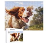 Jigsaws for Adults500 PCS Running Brittany Spaniel with Windblown Fur Teenagers Puzzles Hands-on Game Presents for Women Unique Birthday And Gifts 500 PCS