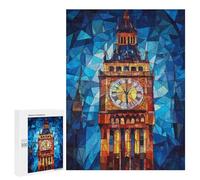 Jigsaws for Adults500 PCS Stained Glass Clock Tower-3 Jigsaw Puzzles for Adults For Family Fun Challenging To Complete Learning Educational Toys 500 PCS