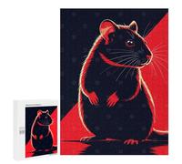 Jigsaws for Adults500 PCS Stylized Rat Illustration in Red And Black Jigsaw for Adults Toy Wall Decor Presents for Women Help The Brain Exercise 500 PCS