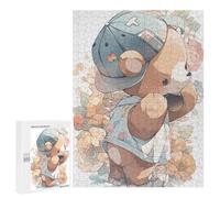 Jigsaws for Adults500 PCS Teddy Bear with Floral Hat Jigsaws for Adults Brain Teaser Game Analysis And Logic Stress Reduction Gifts 500 PCS