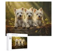 Jigsaws for Adults500 PCS Three West Highland White Terriers Teenagers Puzzles Hands-on Game Presents for Women Unique Birthday And Gifts 500 PCS