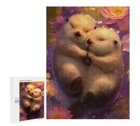 Jigsaws for Adults500 PCS Two Otters Cuddling in Water Lilies Jigsaws for Adults Brain Teaser Game Analysis And Logic Stress Reduction Gifts 500 PCS