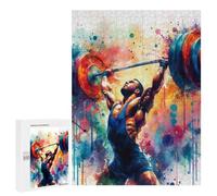 Jigsaws for Adults500 PCS Weightlifting Watercolor Jigsaws for Adults Brain Teaser Game Analysis And Logic Stress Reduction Gifts 500 PCS