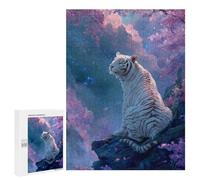 Jigsaws for Adults500 PCS White Tiger in Cherry Blossom Heaven Jigsaw Puzzles for Adults Staycation Kill Time Help The Brain Exercise Family Fun & Game Night 500 PCS