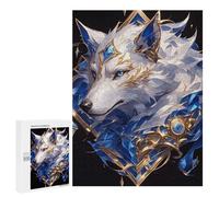 Jigsaws for Adults500 PCS White Wolf with Blue And Gold Accents Jigsaws for Adults Brain Teaser Game Analysis And Logic Stress Reduction Gifts 500 PCS
