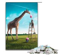 Jigsaws Pieces for Adults Cotton Candy Giraffe Wooden Puzzles for Parents Lovers Friends - Age + 1000 PCS(75x50cm)