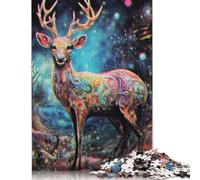 Jigsaws Puzzle for Adults Abstract Deer 500 Piece Jigsaw Puzzles Wood Jigsaw for Age 18 Years Up Challenging Game 500pcs (52x38cm)