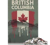 Jigsaws Puzzle for Adults British Columbia Flag Poster 1000 Piece Jigsaw Puzzles Paper Jigsaw for Age 18 Years Up Challenging Game 38x26cm/1000pcs