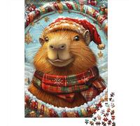 Jigsaws Puzzle for Adults Christmas Capybara 1000 Piece Wood Jigsaw Puzzles for Kids Age 12 Years Up Challenging Game 1000pcs (75x50cm)