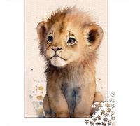 Jigsaws Puzzle for Adults Cute Baby Lion Painting 1000 Piece Jigsaw Puzzles Wooden Jigsaw for Age 18 Years Up Challenging Game 1000pcs (75x50cm)