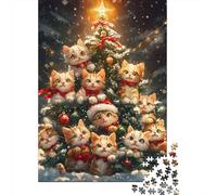 Jigsaws Puzzle for Adults Cute Christmas Cat 1000 Piece Paper Jigsaw Puzzles for Kids Age 12 Years Up Challenging Game 1000pcs (38x26cm)