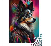 Jigsaws Puzzle for Adults Dog Pop Art Animal 1000 Piece Jigsaw Puzzles Wooden Jigsaw for Age 18 Years Up Challenging Game 1000pcs (75x50cm)