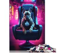 Jigsaws Puzzle for Adults French Bulldog Cyberpunk 1000 Piece Paper Jigsaw Puzzles for Age 18 Years Up Challenging Game 1000pcs (75x50cm)