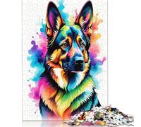 Jigsaws Puzzle for Adults Geometric German Shepherd 500 Piece Jigsaw Puzzles Wood Jigsaw for Age 18 Years Up Challenging Game 500pcs (52x38cm)