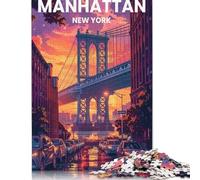 Jigsaws Puzzle for Adults Manhattan District 1000 Piece Jigsaw Puzzles Wood Jigsaw for Age 18 Years Up Challenging Game 1000pcs (75x50cm)
