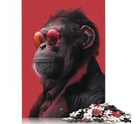 Jigsaws Puzzle for Adults Monkey in Glasses Animal 500 Piece Jigsaw Puzzles Wood Jigsaw for Age 18 Years Up Challenging Game 500pcs (52x38cm)
