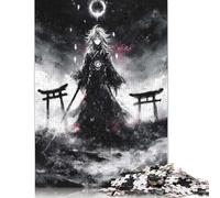 Jigsaws Puzzle for Adults Monochrome Anime Character with Torii Gates 500 Piece Jigsaw Puzzles Wood Jigsaw for Age 18 Years Up Challenging Game 500pcs (52x38cm)