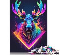 Jigsaws Puzzle for Adults Moose Neon Colorful 500 Piece Jigsaw Puzzles Wood Jigsaw for Age 18 Years Up Challenging Game 500pcs (52x38cm)