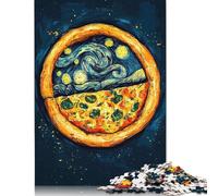 Jigsaws Puzzle for Adults 'Pizza Starry Night Art 1000 Piece Jigsaw Puzzles Paper Jigsaw for Age 18 Years Up Challenging Game 38x26cm/1000pcs