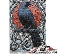 Jigsaws Puzzle for Adults Raven Mosaic Art 500 Piece Jigsaw Puzzles Wood Jigsaw for Age 18 Years Up Challenging Game 500pcs (52x38cm)