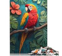 Jigsaws Puzzle for Adults Scarlet Macaw in Tropical Paradise 500 Piece Jigsaw Puzzles Wood Jigsaw for Age 18 Years Up Challenging Game 500pcs (52x38cm)