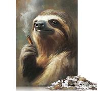 Jigsaws Puzzle for Adults Sloth Smoking Cigar 1000 Piece Jigsaw Puzzles Paper Jigsaw for Age 18 Years Up Challenging Game 38x26cm/1000pcs