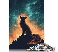 Jigsaws Puzzle for Adults Wolf Howling Under Cosmic Fire Sky 1000 Piece Jigsaw Puzzles Paper Jigsaw for Age 18 Years Up Challenging Game 38x26cm/1000pcs