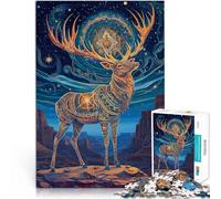 Jigsaws Puzzles 1000 Piece For Adults teenagers Ancient colored elk Made of wood Suitable for ages 14 and up Brainteaser Family Games Christmas Birthday Gifts 。size：50x75cm/19.68x29.52inch