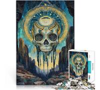 Jigsaws Puzzles 1000 Piece For Adults teenagers “Artistic Skull” Made of wood，Suitable for people aged 14 and above Parent-child interaction Wish List with Santa Claus。size：50x75cm