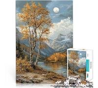 Jigsaws Puzzles 1000 Piece For Adults teenagers “Autumn Mountain Lake” Made of wood，for and from 14 years and over Educational games Improving love between couples。size：50x75cm/14.96x20.47inch